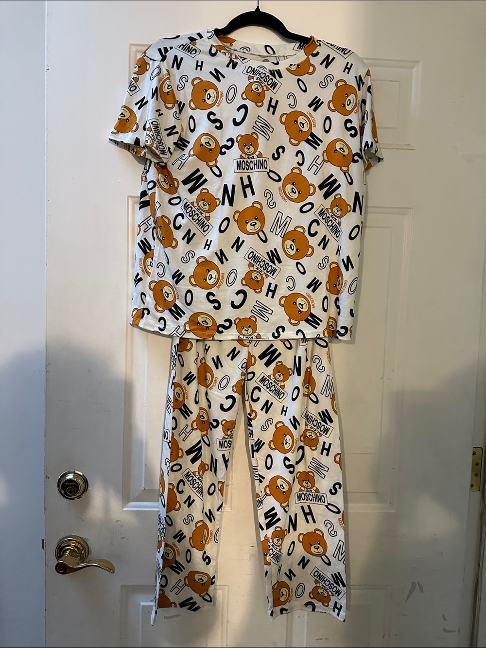 Cute! Cute! Cute! White and Brown Bear Print Womens Pajama Set